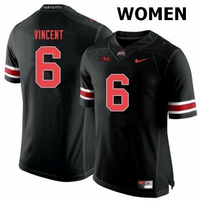 NCAA Ohio State Buckeyes Women's #6 Taron Vincent Black Out Nike Football College Jersey RXW1645FE